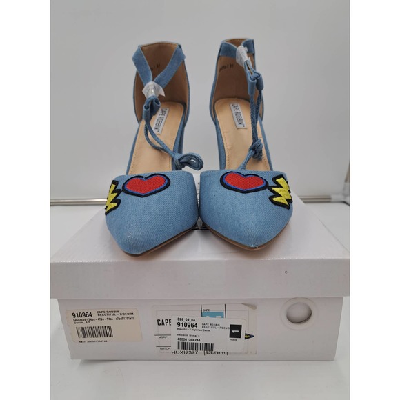 READ Cape Robbin Boho Western Denim Patches block high heel pointy toe Shoes 8.5 - Picture 9 of 10